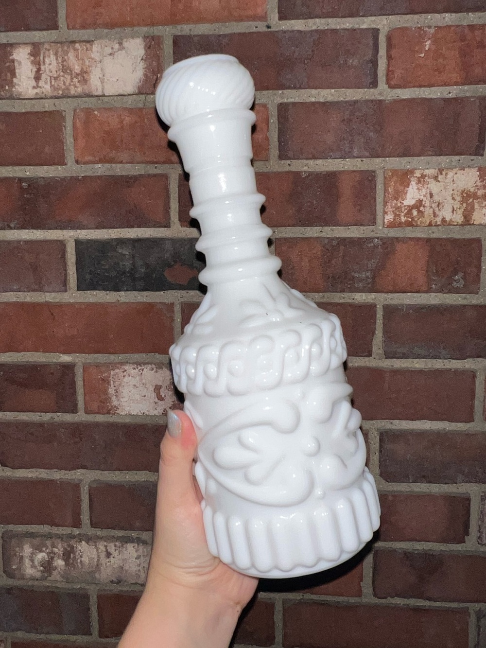 Vintage Jim Beam white milk glass decanter bottle